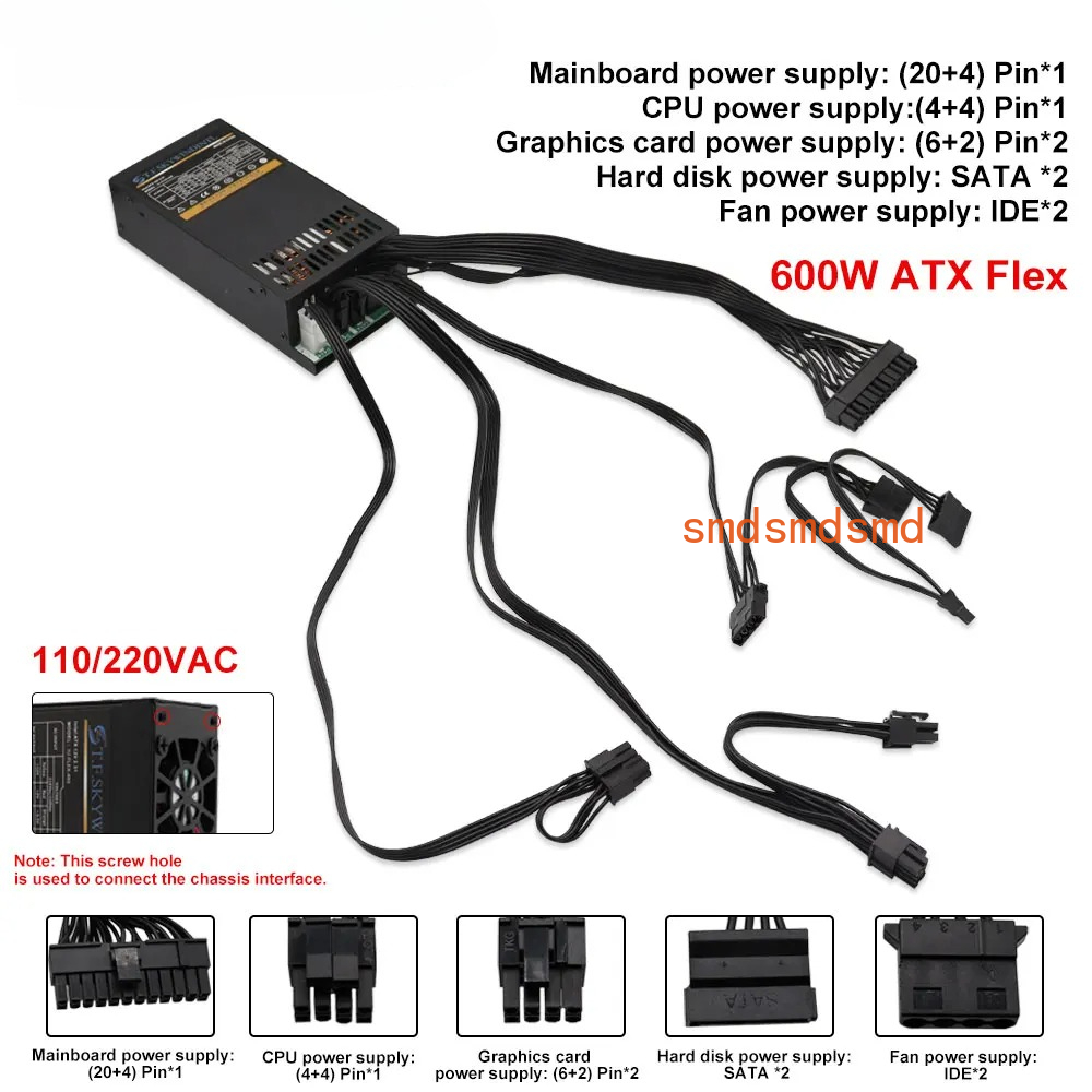600W Modulaire Voeding Kleine  - Flex Atx Power Supply 600W 1U recensie en prijs